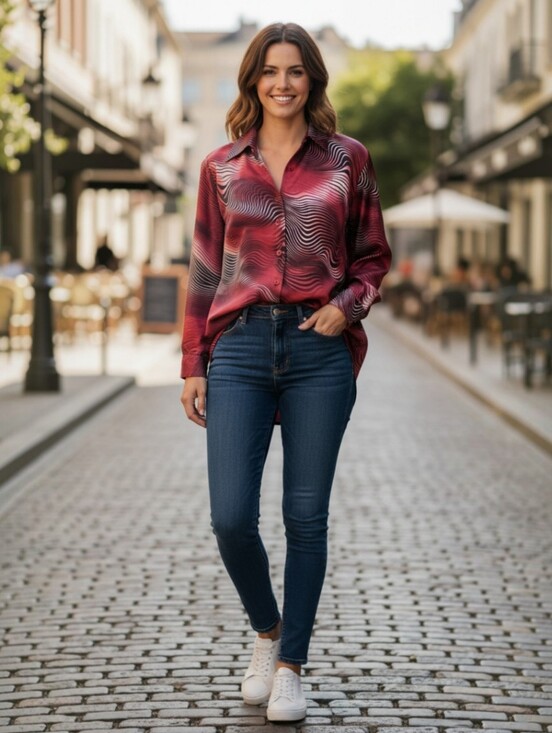 Ashley Stewart Tops - ASHLEY STEWART Women's Button-down Blouse in Hypnotic Print 16W